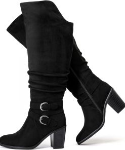 Luoika Women's Extra Wide Calf Knee High Boots, Wide Width Slouchy Knee-High Boots.