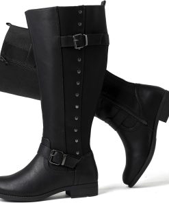Luoika Women's Extra Wide Calf Round Toe Knee-high Boots