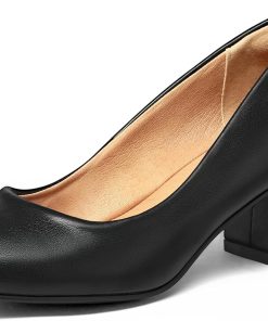 mysoft Women's Pumps Low Chunky Block Heel Round Toe Comfortable Dress Shoes