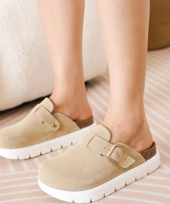 Project Cloud 100% Genuine Leather Platform Clogs for Women Footwear - Memory Foam Arch Support Cork Footbed Casual Shoes & Mules for Women 2026 (Benton Chunky)